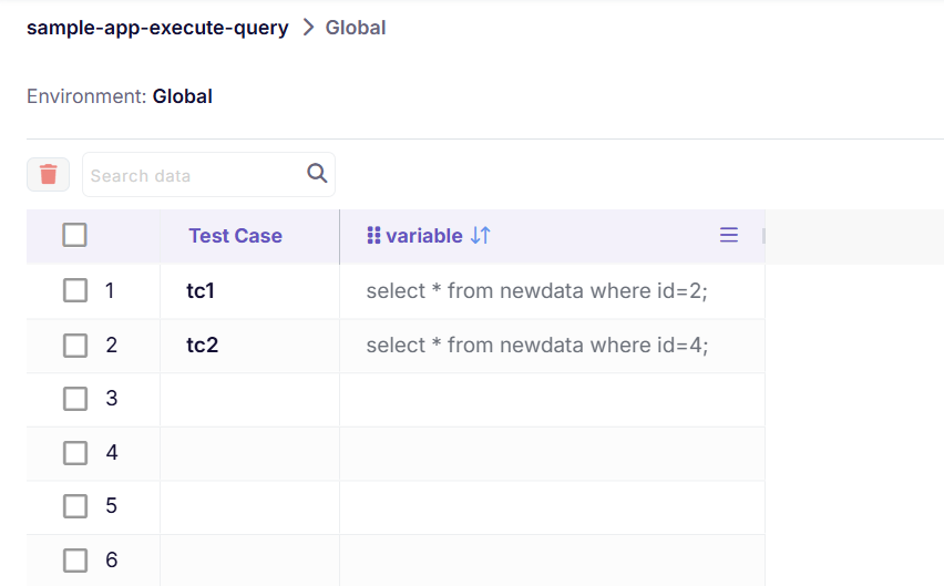 Execute Query - Test Data Table